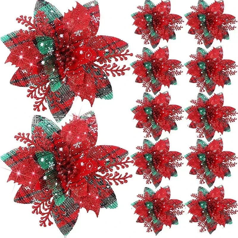 Glitter Artificial Christmas Flowers