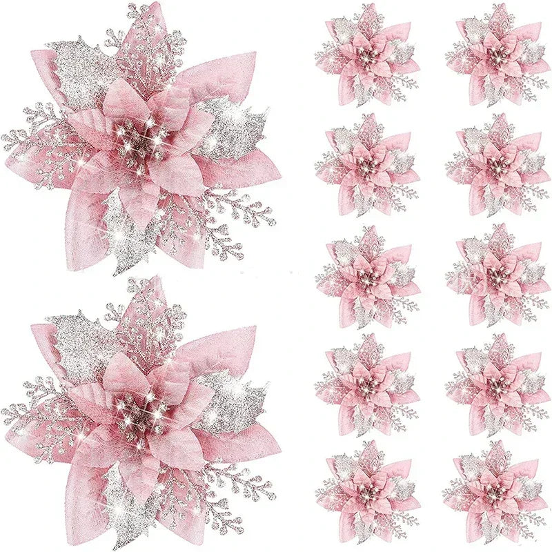 Glitter Artificial Christmas Flowers